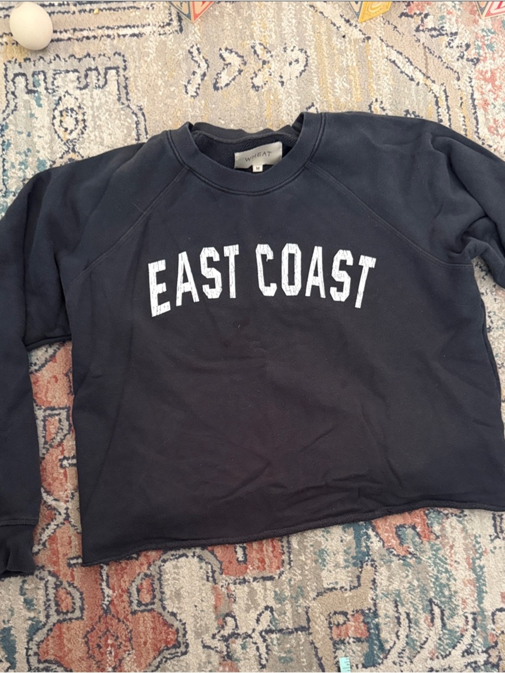 East Coast Cropped Crewneck Sweatshirt - Navy